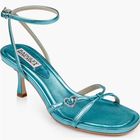 Badgley Mischka Seafoam Green Ankle Strap Heels - Picture 1 of 5